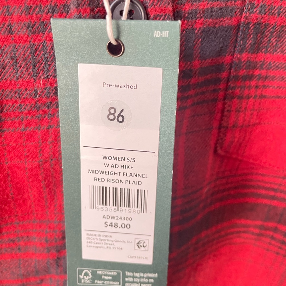 Women's Alpine Design Red Bison Plaid Flannel Shirt NWT - Picture 2 of 3
